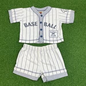 Vintage 90s Y2K Buddy Boys Two Piece Baseball Graphic Sweat Set Sz 12 MO